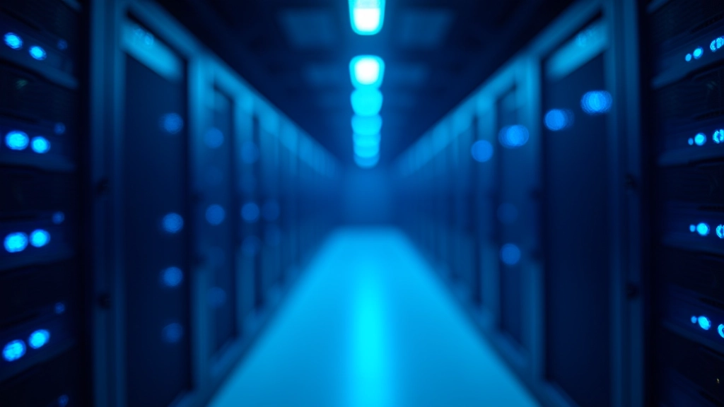 Servidor de seguridad moderna con luces azules LED en centro de datos profesional