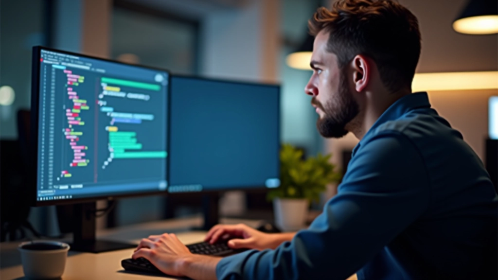 Desarrollador escribiendo código JavaScript con animaciones dinámicas basadas en eventos del usuario en pantalla de laptop