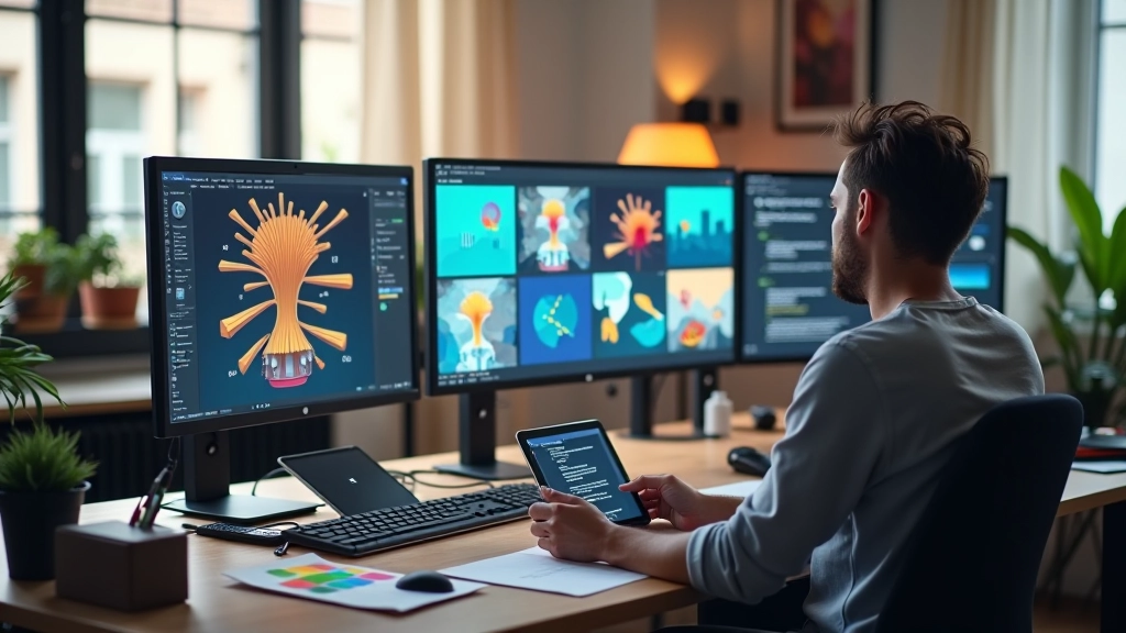 Estudio de diseño de movimiento con especialistas trabajando en animaciones de interfaces